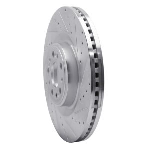 Genesis G90 Brake Rotor (1) - Front Right - R1 Concepts - Drilled & Slotted - Silver - `17-`22